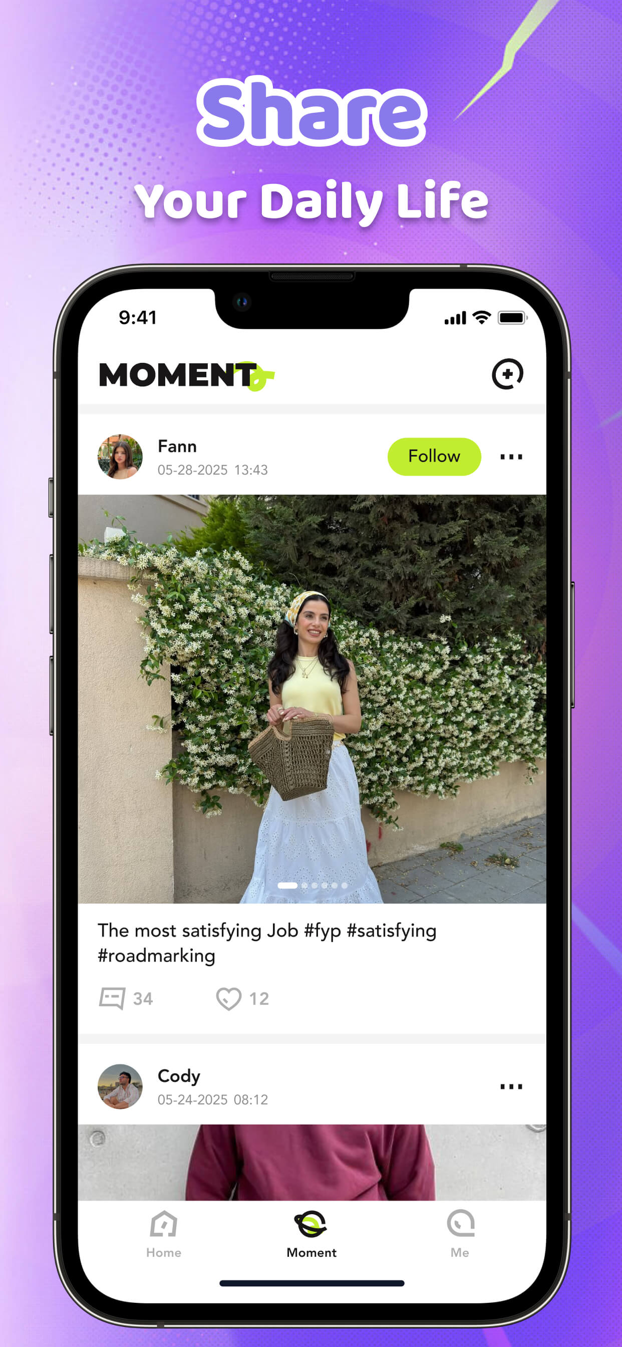 Sharing daily life moments on Kiyo app