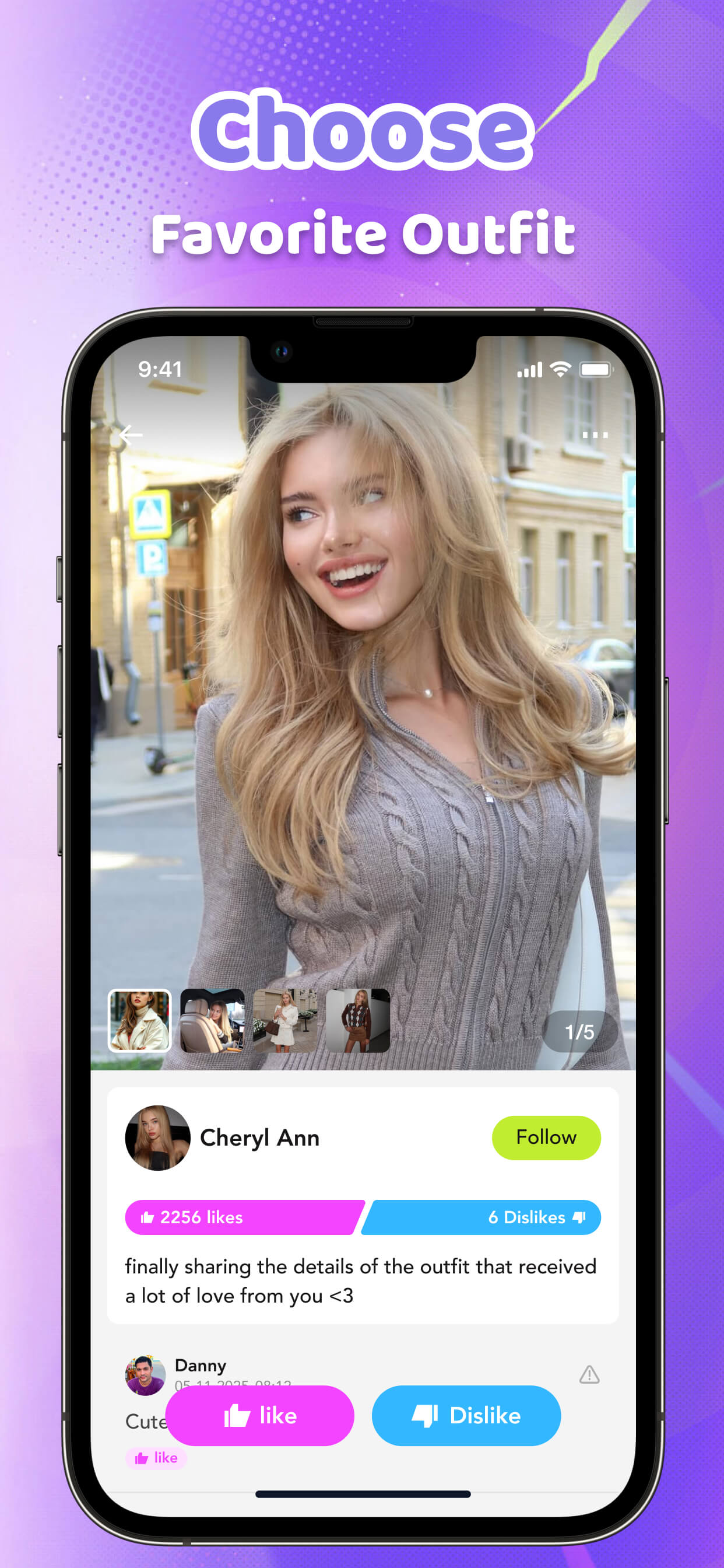 Outfit voting feature on Kiyo app